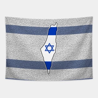 Map of Israel on Stylized Israeli Flag with Full Coverage Tapestry