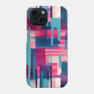 Cubist Harmony: Modern Geometric Dance in Pink, Blue, and Violet Phone Case