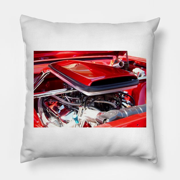 Candy Apple Red Horsepower - Ford Racing Engine Pillow by Scubagirlamy