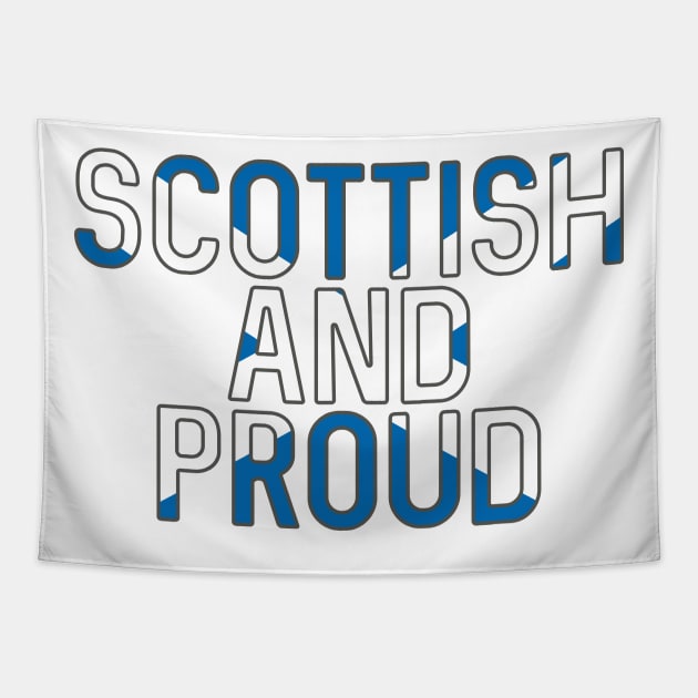 Scottish and Proud, Scottish Saltire Flag Slogan Design Tapestry by MacPean