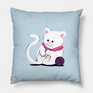 Cute Cat and a Wool Ball Pillow