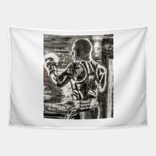 Sparring in black and white Tapestry