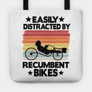 Easily Distracted By Recumbent Bikes Funny Recumbent Bike Tote