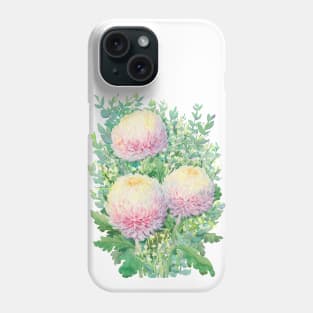 Chrysanthemums bouquet watercolour Phone Case