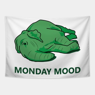 Monday mood of a green elephant Tapestry