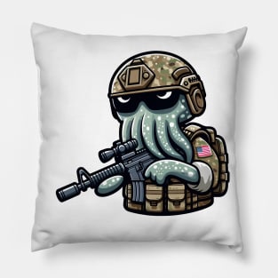 Tactical Octopus Adventure Tee: Where Intelligence Meets Style Pillow