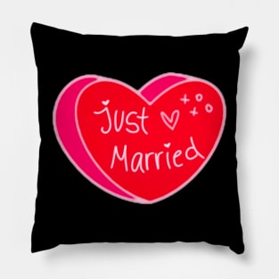 Just Married Pink And Red Heart Pillow