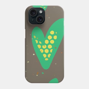 Abstract Hearts Graphic Design in Green and Raw Umber Complementary Tones GC-116-11 Phone Case