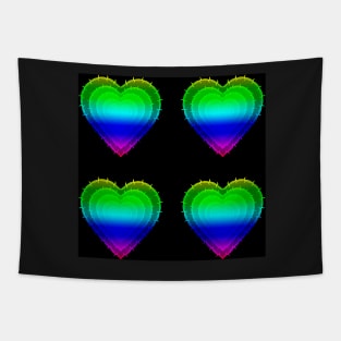 Rainbow Barbwire Hearts With Black Background Tapestry