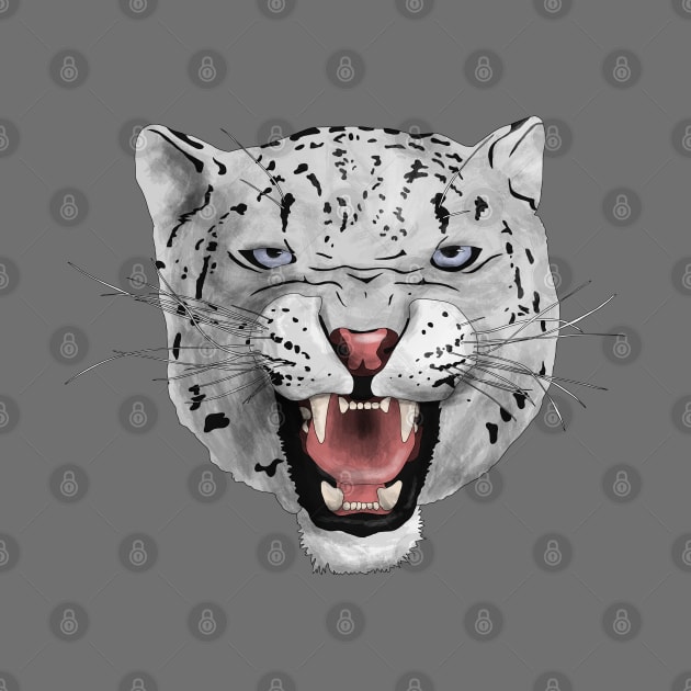 Snarling Snow Leopard by Kristal Stittle