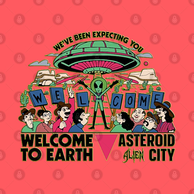 Graphic Funny Tee Alien asteroid city Cool Space by masterpiecesai