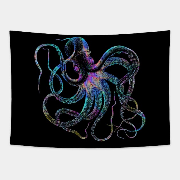 Psychedelic Octopus Trippy Kraken Ocean Sea Monster Tapestry by MintedFresh