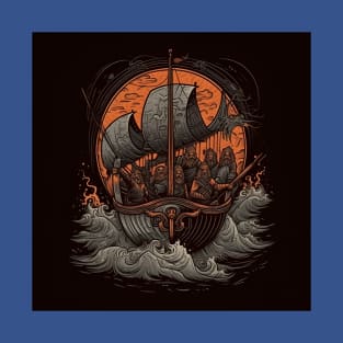 Viking Raiders on Longships T-Shirt