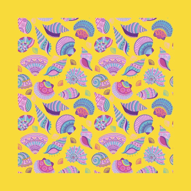 Colorful sea shells pattern by yuliia_bahniuk