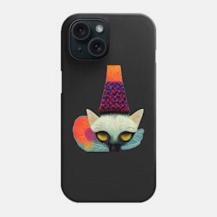 Surreal, Super cool low res cat weaing a hat,colourful, Phone Case