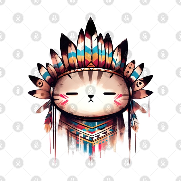 Kawaii native American cat by Evgmerk