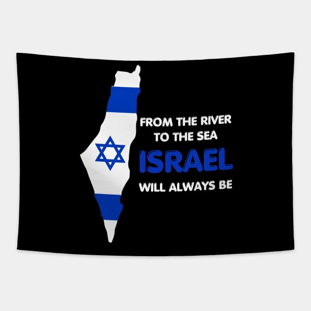 Blue and White  Israel Map, Support Israel Tapestry by ProPod