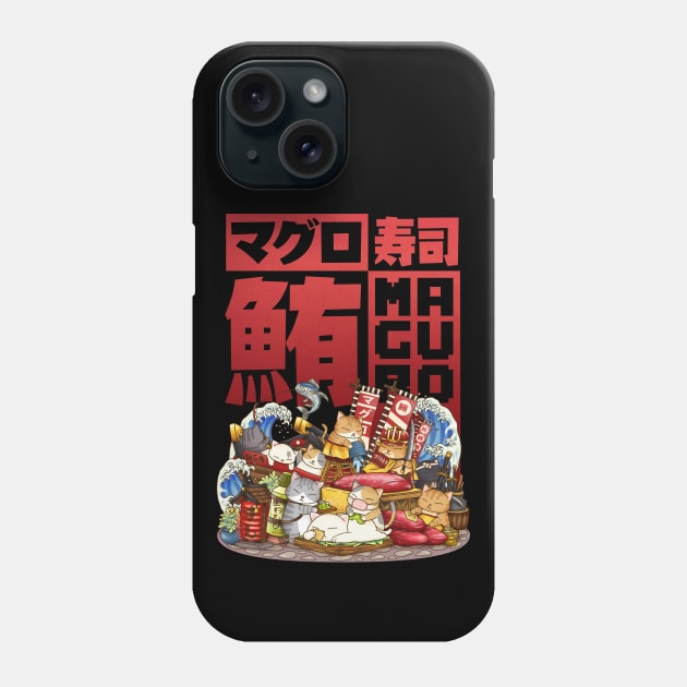 Cat Maguro Sushi Workshop Phone Case by Takeda_Art