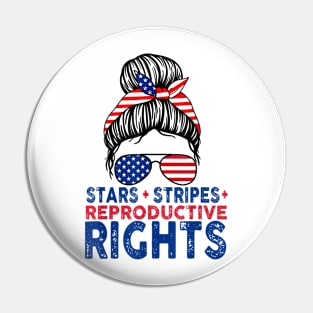 Messy Bun American Flag, Stars Stripes Reproductive Rights Pin