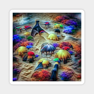 Abstract Umbrella Beach A.I. Generated Art Magnet