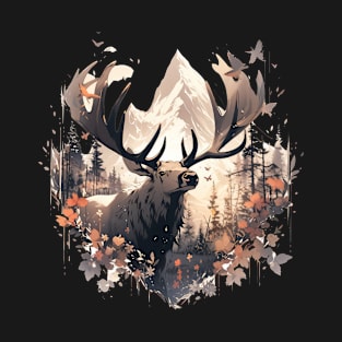 Elk deer nature Scandinavian forest T-Shirt