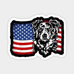 Proud Border Collie American Flag patriotic merle dog Magnet