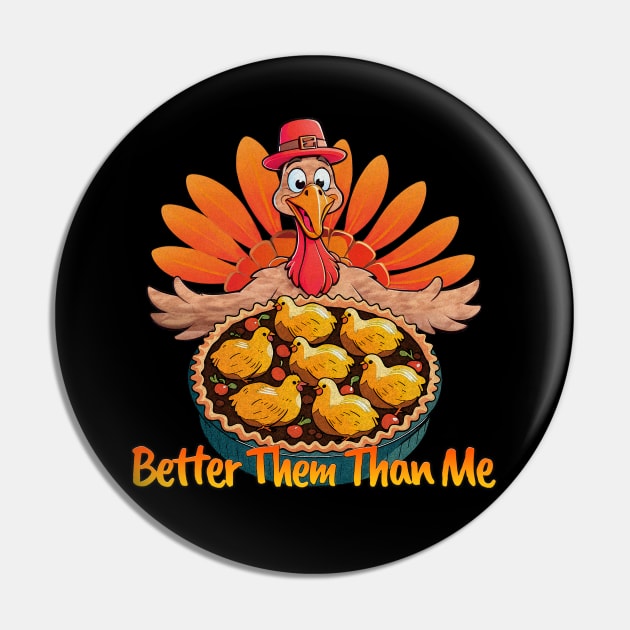 Turkey Chef: Funny Thanksgiving Chicken Pot Pie Humor Pin by Angelic Gangster