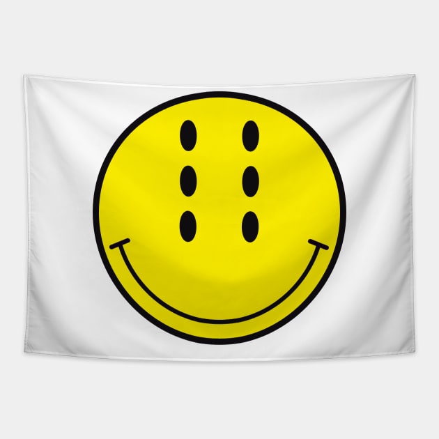Six-Eyed Smiley Face Tapestry by Niemand