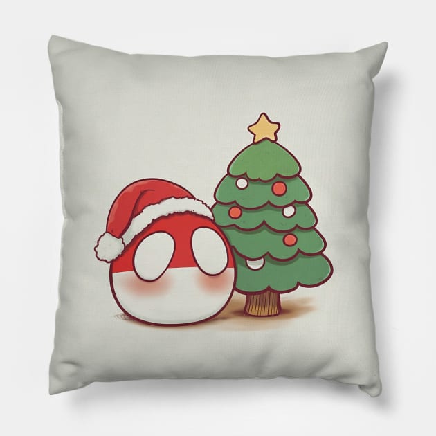 Merry Poland Christmas Pillow by Polandball World