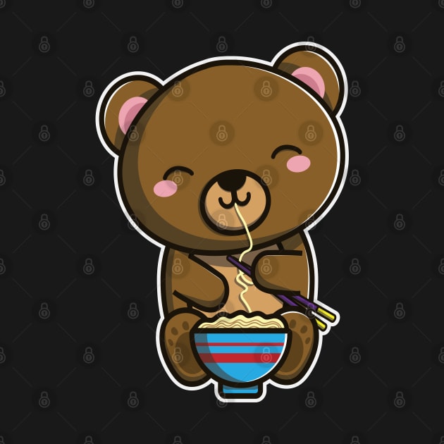 Cute Japanese Bear Eating Ramen Noodle Kawaii Bear for kids design by theodoros20