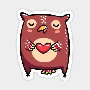 Owl with Heart Magnet