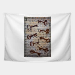 Skeleton Keys With Sheet Music Tapestry