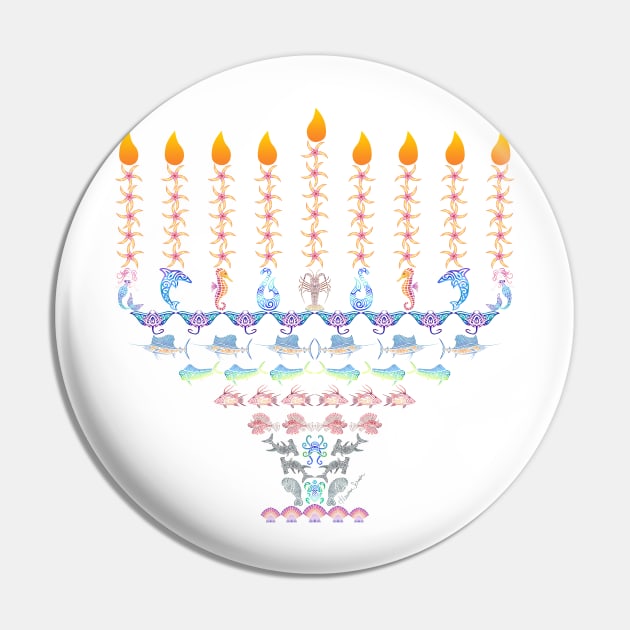 Marine Creatures Menorah Pin by artsytoocreations