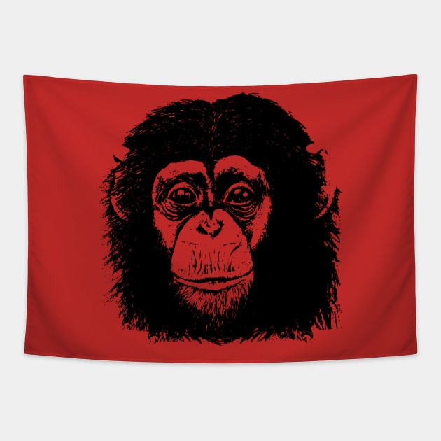 Chimp Face Black on color Tapestry by ToddPierce