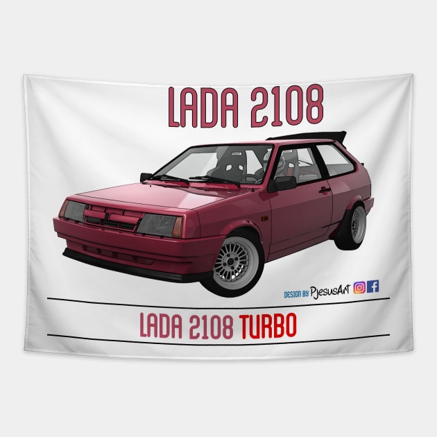 Lada 2108 Turbo Rubin Red Tapestry by PjesusArt