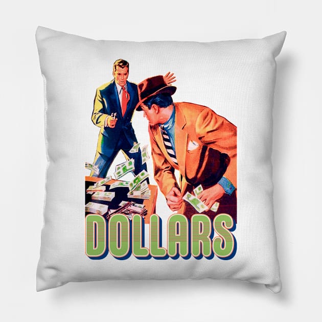 Dollars Retro Vintage Pillow by REVISTANGO