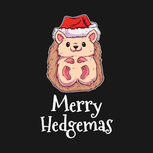 Merry Hedgemas Merry Christmas Santas Hat Hedgehog T-Shirt