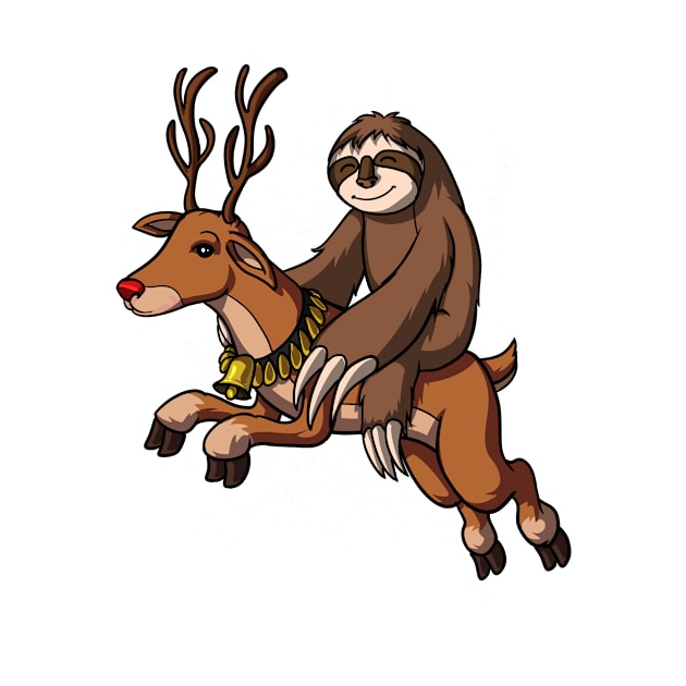 Sloth Santa Riding Reindeer Christmas by underheaven