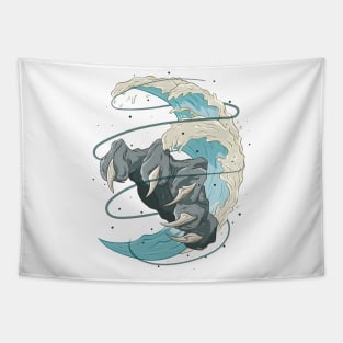 Tiger Hand - The Great Japanese Wave 2 - Yabisan vector art - Tapestry