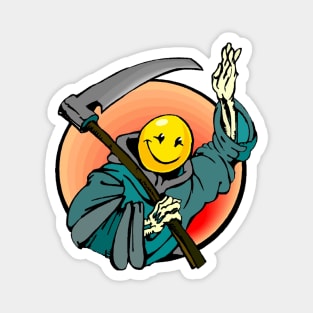 Retro Smile Emoji Grim Reaper Magnet