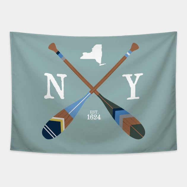 Paddle NY, New York Lake Life Painted Oars Tapestry by GreatLakesLocals