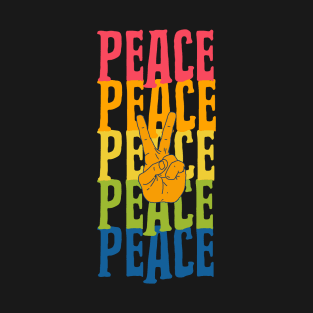 PEACE Sign Hand Activist Rainbow Colors T-Shirt