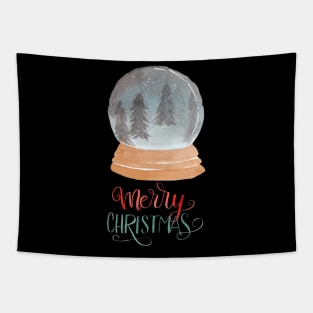 Merry christmas snow globe Tapestry