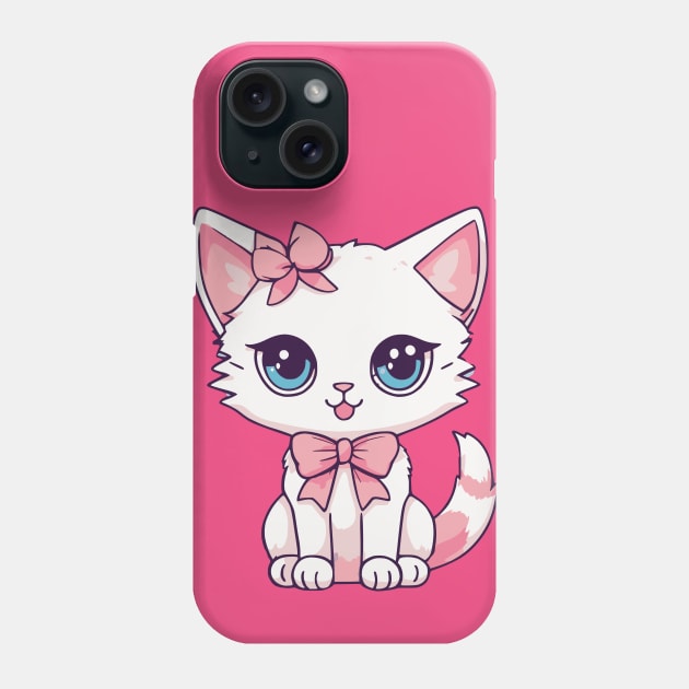 Kawaii White Kitten Phone Case by Mey Designs