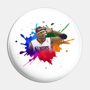 ALLEN IVERSON WITH COLOR SPLASH PAINTING Pin