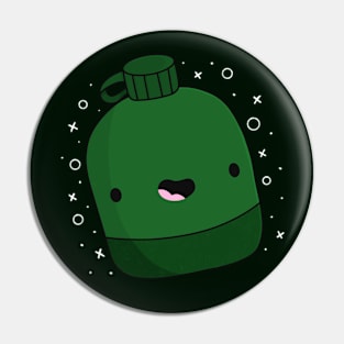 Green Water Canteen With Black Sparkles Pin