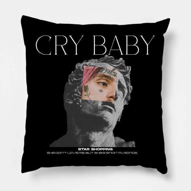 CRY BABY BLACK Pillow by Metrikks