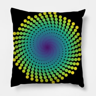 Whirlpool Spiral | Light Peacock Yellow Red Blue Pillow