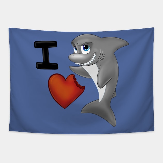 I Love Sharks Tapestry by Block Blasters