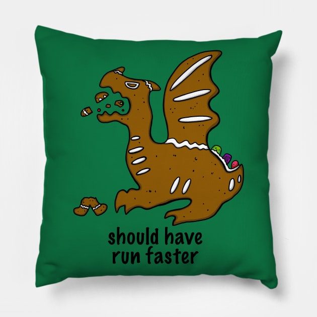 Gingerbread Dragon Wins Pillow by SNK Kreatures